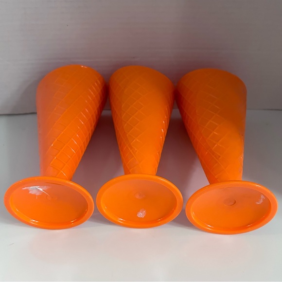 8” waffle cone ice cream cup 3 pcs - ORANGE - Picture 2 of 4